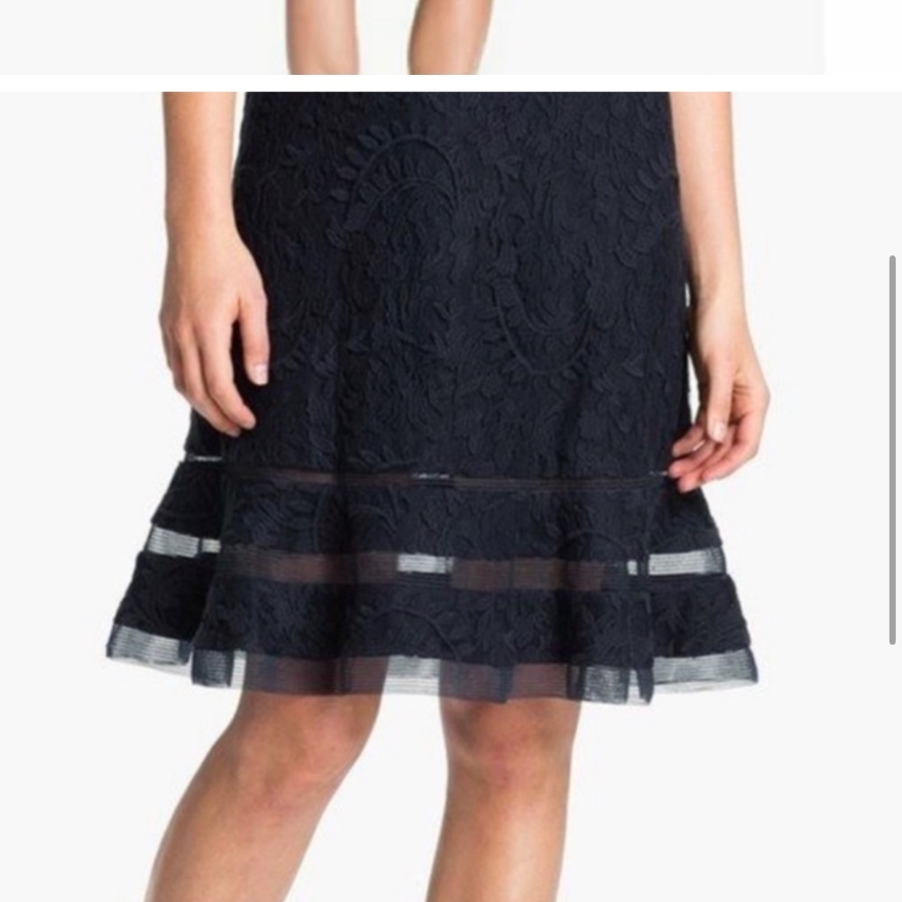 Adrianna Papell Women's Blue Lace Overlay Dress Size 14 - Picture 3 of 7